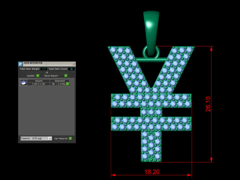 Yen Currency Diamond Pendant 3D Print Model