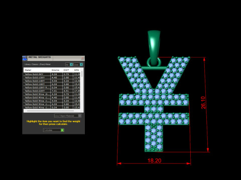 Yen Currency Diamond Pendant 3D Print Model