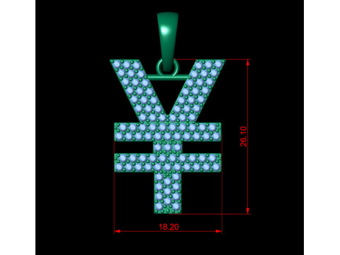 Yen Currency Diamond Pendant 3D Print Model