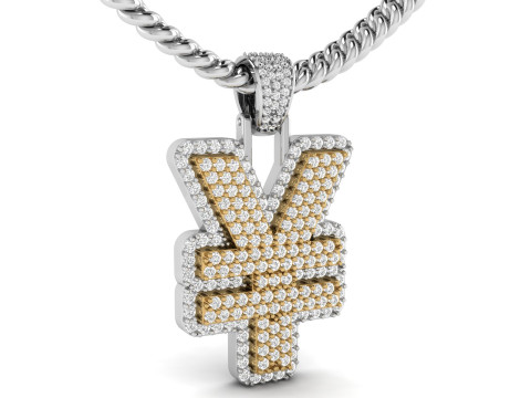 YEN Double Layered Diamond Pendant 3D Print Model