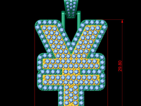 YEN Double Layered Diamond Pendant 3Dプリントモデル
