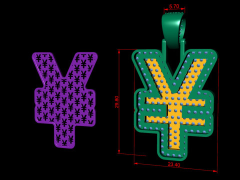 YEN Double Layered Diamond Pendant 3Dプリントモデル