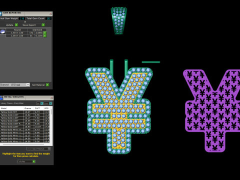 YEN Double Layered Diamond Pendant 3Dプリントモデル