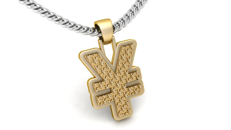 Plain gold yen pendant 3D-Druckmodell .c4d .max .obj .3ds .fbx .stl .blend