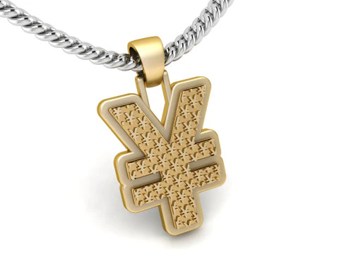 Pingente de iene em ouro liso Modelo de Impressão 3D