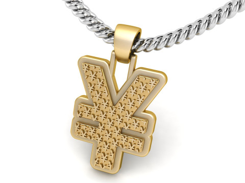 Plain gold yen pendant 3D-Druckmodell