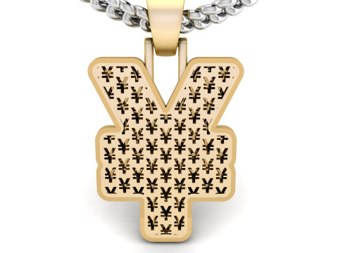 Plain gold yen pendant 3D-Druckmodell