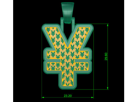 Plain gold yen pendant 3D-Druckmodell