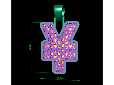 Plain gold yen pendant 3D-Druckmodell