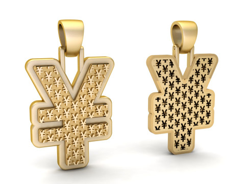 Plain gold yen pendant 3D-Druckmodell