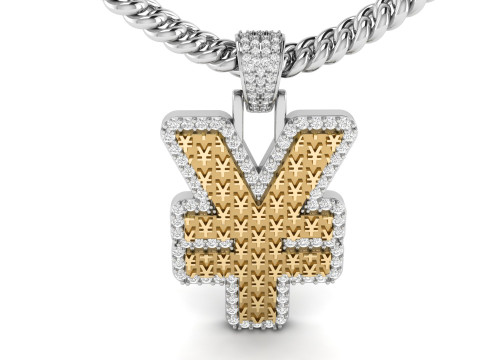 Yen Currency Hip-hop Pendant Model Cetak 3D