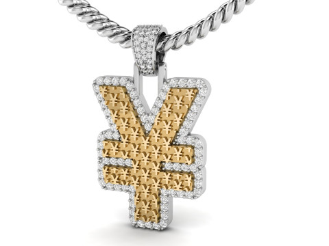 Yen Currency Hip-hop Pendant Model Cetak 3D
