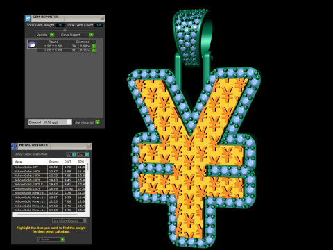 Yen Currency Hip-hop Pendant Model Cetak 3D