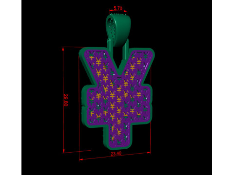 Yen Currency Hip-hop Pendant Model Cetak 3D