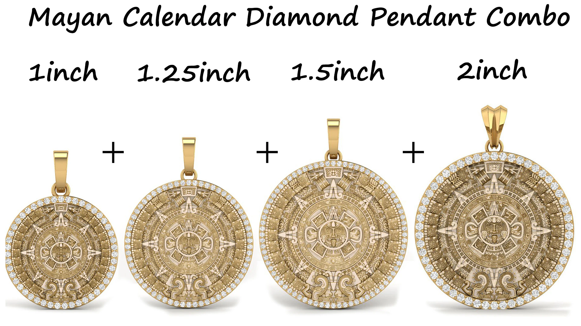 Mayan Calendar Diamond Pendant Combination of 4 3D Print Model .c4d .max .obj .3ds .fbx .stl .blend 