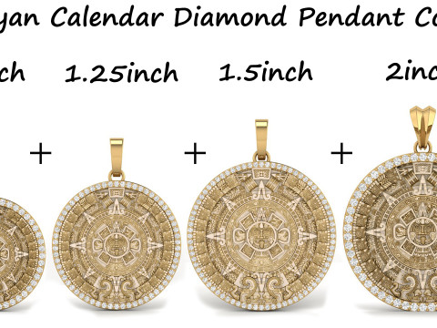 Mayan Calendar Diamond Pendant Combination of 4 3D Print Model