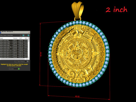 Mayan Calendar Diamond Pendant Combination of 4 3D Print Model