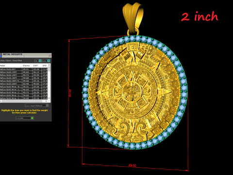 Mayan Calendar Diamond Pendant Combination of 4 3D Print Model