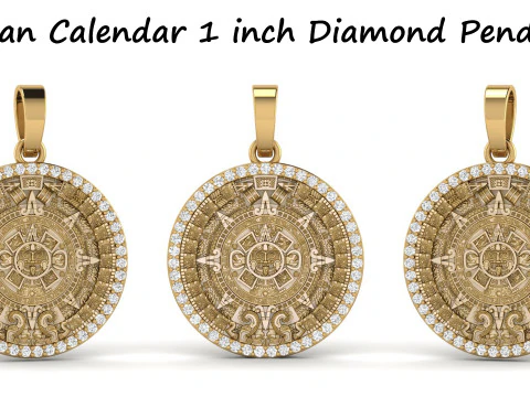 Mayan Calendar Diamond Pendant Combination of 4 3D Print Model