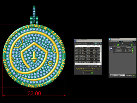 Safemoon Moonstone Diamond Pendant Modello di stampa 3D