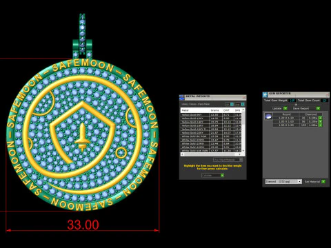 Safemoon Moonstone Diamond Pendant 3D Print Model