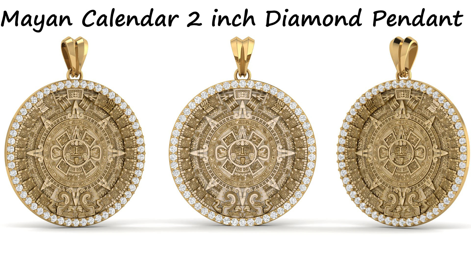 Mayan Calendar Diamond Pendant 3D Print Model .c4d .max .obj .3ds .fbx .stl .blend 