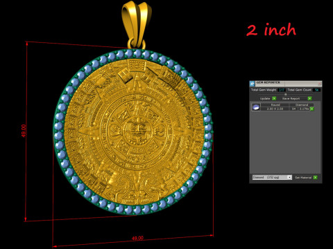 Mayan Calendar Diamond Pendant 3D Принт Модель
