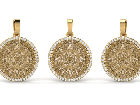 Mayan Calendar 1 inch Diamond Pendant 3D 프린트 모델