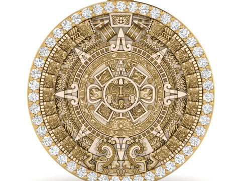 Mayan Calendar 1 inch Diamond Pendant 3D 프린트 모델
