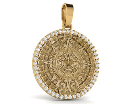 Mayan Calendar 1 inch Diamond Pendant 3D 프린트 모델