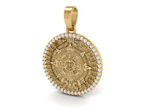 Mayan Calendar 1 inch Diamond Pendant 3D 프린트 모델