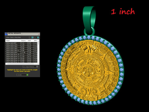 Mayan Calendar 1 inch Diamond Pendant 3D 프린트 모델