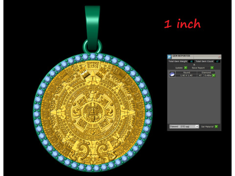 Mayan Calendar 1 inch Diamond Pendant 3D 프린트 모델