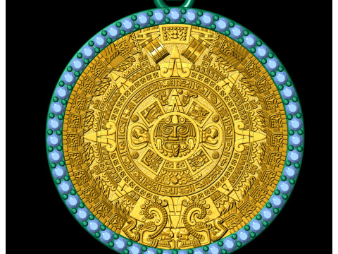 Mayan Calendar 1 inch Diamond Pendant 3D 프린트 모델