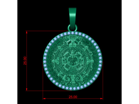 Mayan Calendar 1 inch Diamond Pendant 3D 프린트 모델