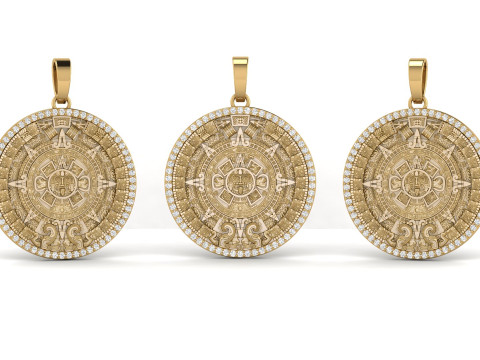 Mayan Calendar 1and 25 inch Diamond Pendant Modelo de Impressão 3D