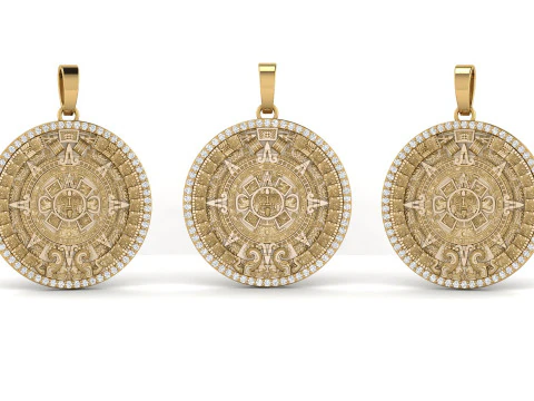 Mayan Calendar 1and 25 inch Diamond Pendant 3D Print Model