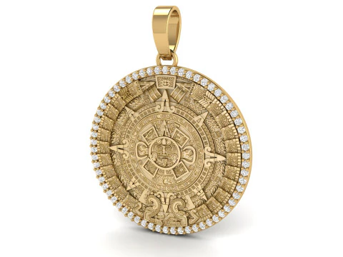 Mayan Calendar 1and 25 inch Diamond Pendant 3D Print Model