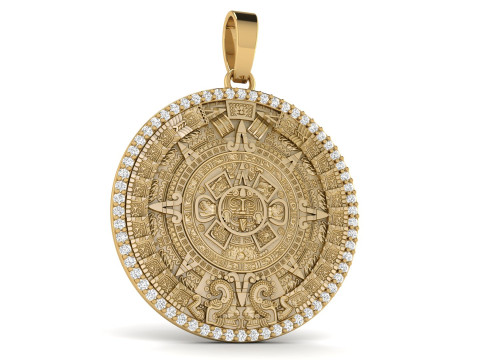 Mayan Calendar 1and 25 inch Diamond Pendant Modelo de Impressão 3D