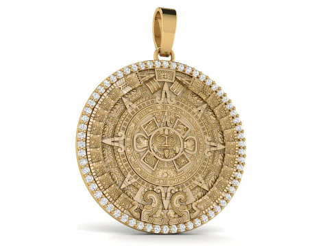 Mayan Calendar 1and 25 inch Diamond Pendant 3D Print Model