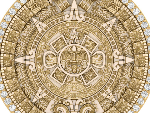 Mayan Calendar 1and 25 inch Diamond Pendant Modelo de Impressão 3D