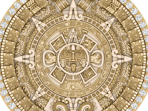 Mayan Calendar 1and 25 inch Diamond Pendant 3D Print Model