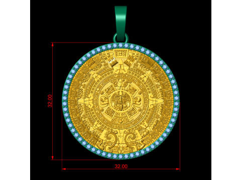 Mayan Calendar 1and 25 inch Diamond Pendant Modelo de Impressão 3D