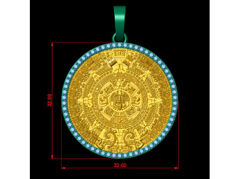 Mayan Calendar 1and 25 inch Diamond Pendant 3D Print Model