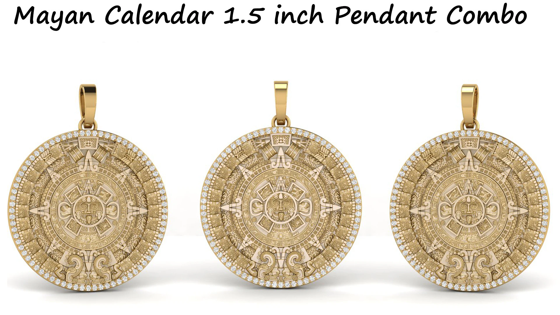 Mayan Calendar 1 and half inch Diamond Pendant 3D Print Model .c4d .max .obj .3ds .fbx .stl .blend 