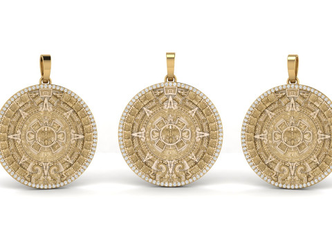 Mayan Calendar 1 and half inch Diamond Pendant 3D-printmodel