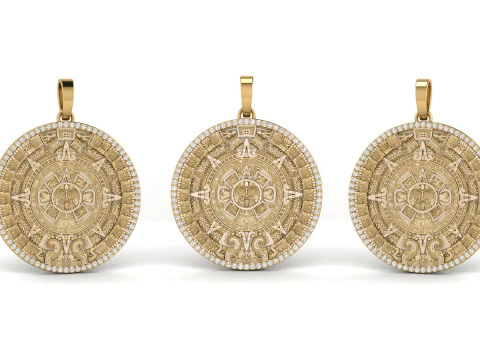 Mayan Calendar 1 and half inch Diamond Pendant 3D Print Model