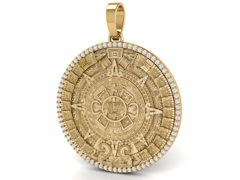 Mayan Calendar 1 and half inch Diamond Pendant 3D Print Model
