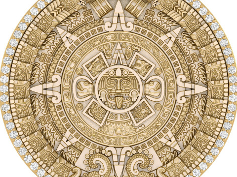 Mayan Calendar 1 and half inch Diamond Pendant 3D-printmodel