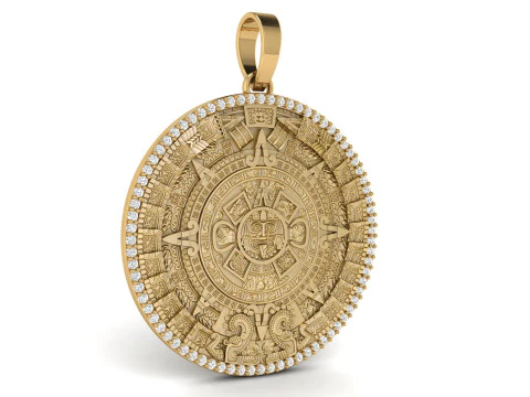 Mayan Calendar 1 and half inch Diamond Pendant 3D Print Model